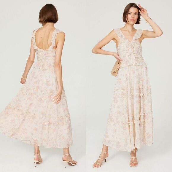 NWT Polo Ralph Lauren Ruffled Floral Sleeveless Crepe Dress Size 16‎ - Picture 1 of 11